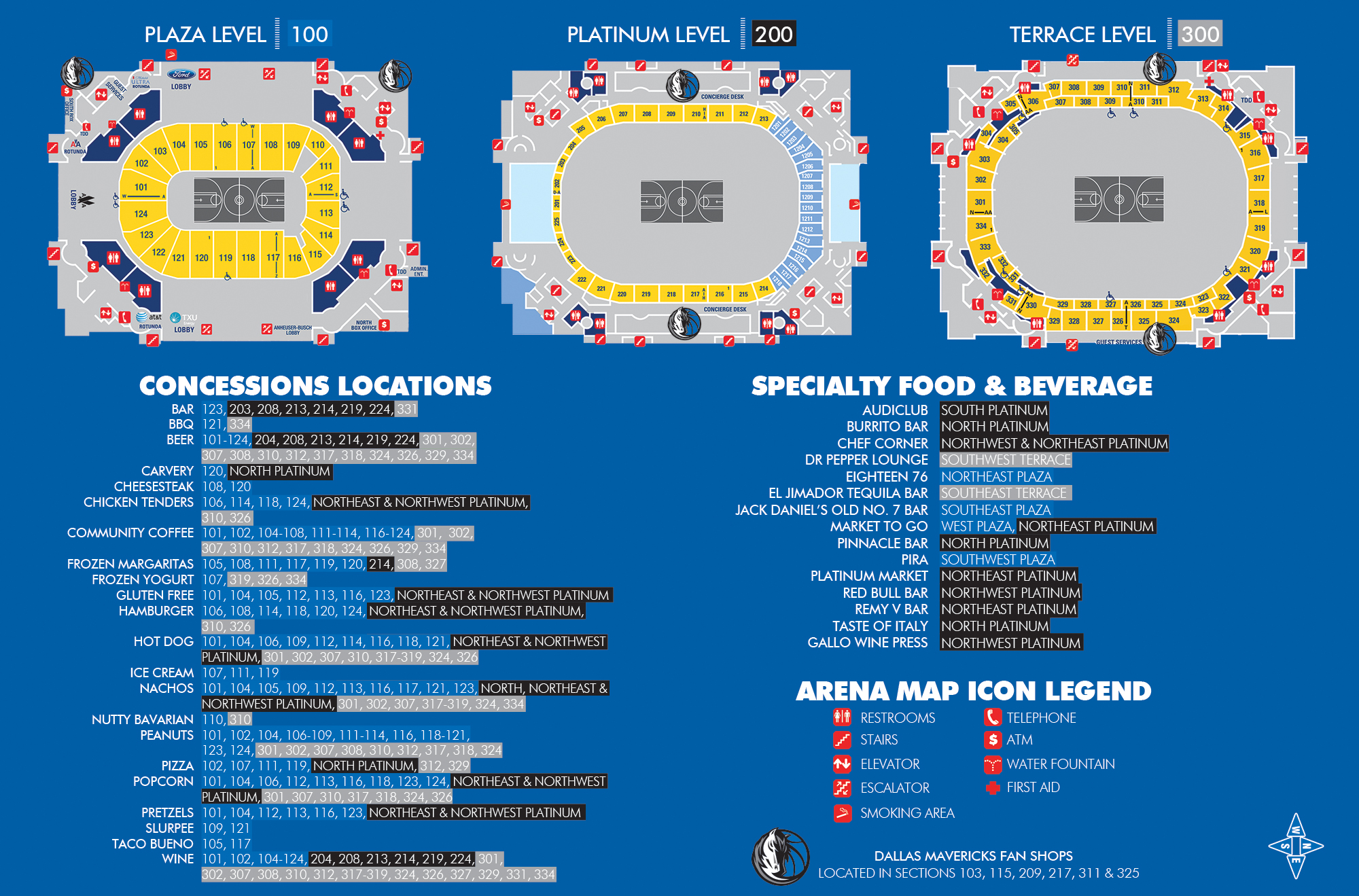 AAC Concessions Map The Official Home of the Dallas Mavericks